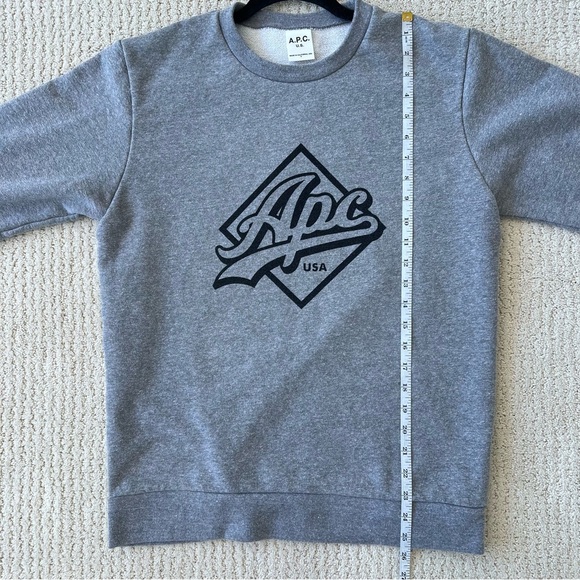 A.P.C. Sherman Gray Crewneck Graphic Logo Pullover Long Sleeve Sweatshirt S - Picture 14 of 15